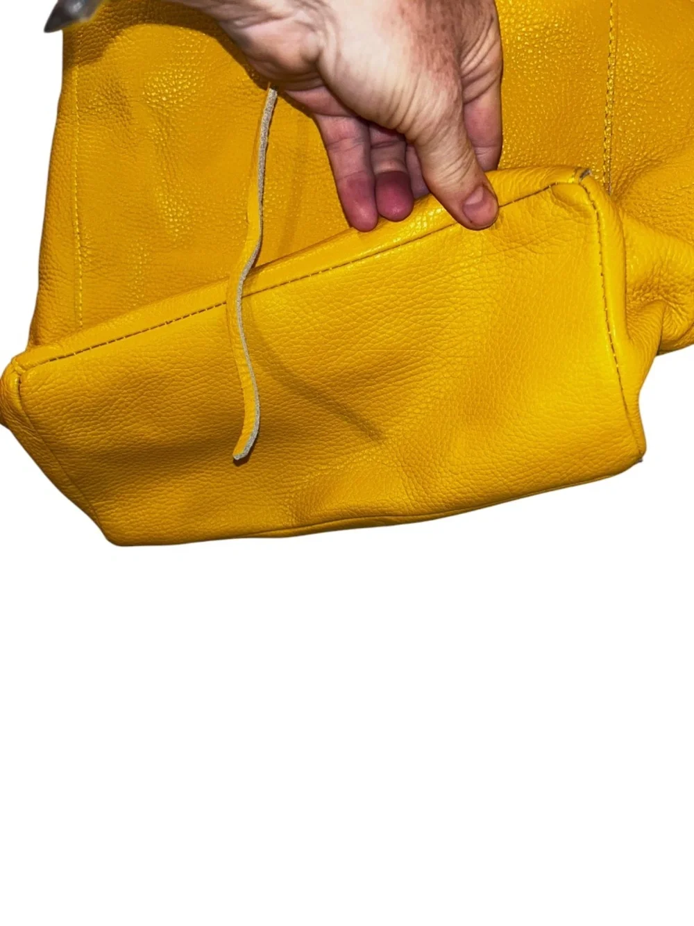 vera pelle ITALY yellow all weather leather pebbled tote bag purse